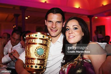 celine van buyten|Daniel van Buyten and his girlfriend Celine pose with the DFB .